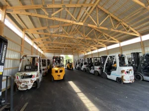 Commercial warehouse for fork lift storage in Buffalo, NY constructed by Stately Post Frame.
