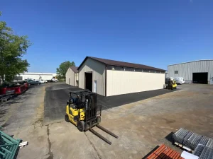 Commercial warehouse for fork lift storage in Buffalo, NY constructed by Stately Post Frame.