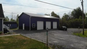 Large garage pole barn by Stately Post Frame in Clarence, NY.