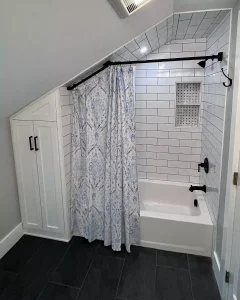Small white bathroom remodel in Lancaster, NY