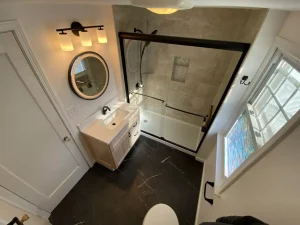 Small bathroom remodel by Stately Kitchen and Bath in Williamsville, NY.