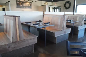 Custom carpentry for The Ridge brewery in West Seneca, NY by Stately Builders.