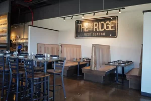 Custom carpentry for The Ridge brewery in West Seneca, NY by Stately Builders.