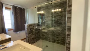 Modern bathroom addition by Stately General Contracting in Williamsville, NY.