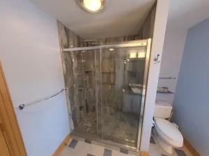 Duel shower bathroom remodel in Clarence, NY