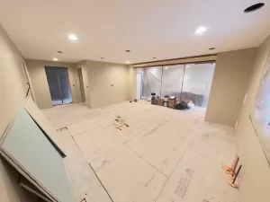 Updated kitchen area completed drywall and electrical modifications.