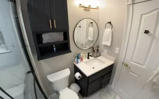 Secondary upstairs bathroom remodel by Stately Kitchen and Bath in Clarence, NY.