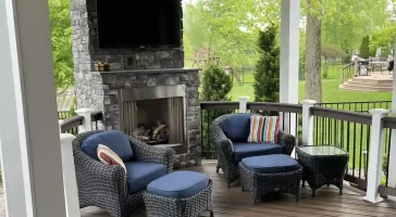 Custom covered porch by Stately General Contracting in Buffalo, NY.