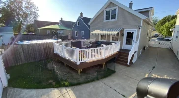 Custom Trex composite deck by Stately Builders in South Buffalo, NY.