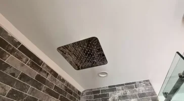 Chrome shower head.