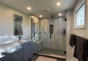 Modern bathroom remodel by Stately Kitchen and Bath in Buffalo, NY.